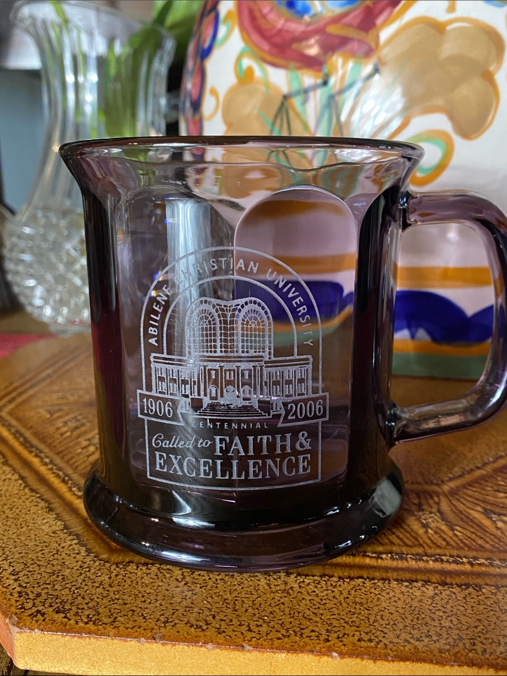 ACU Centennial Etched Glass Mug - Purple